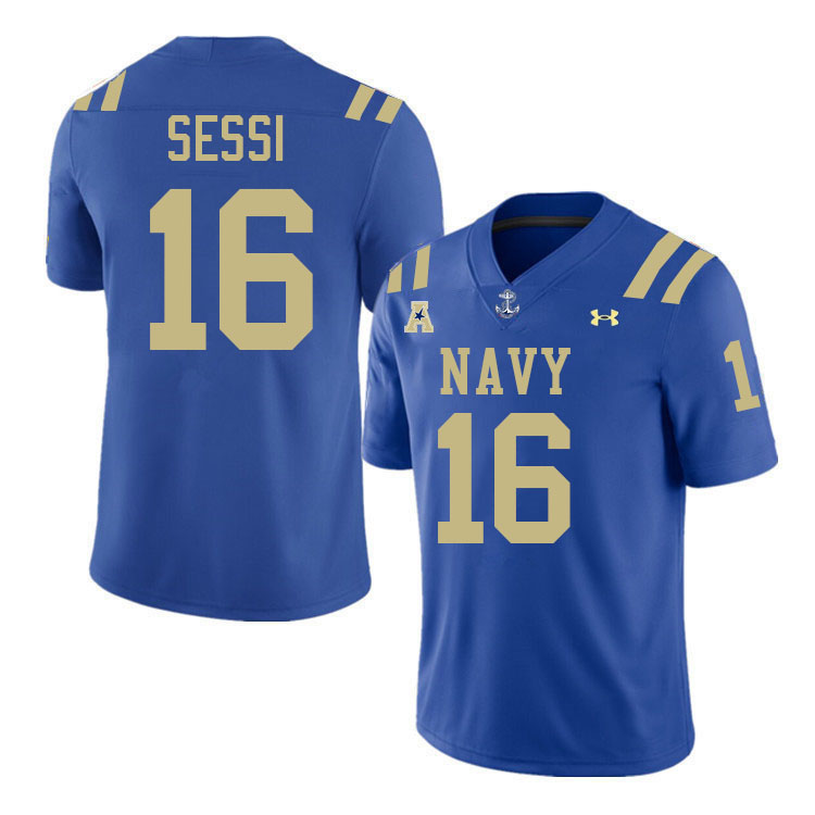 Navy Midshipmen #16 Giuseppe Sessi College Football Jerseys,Apparels Stitched-Royal Navy Midshipmen #16 Giuseppe Sessi College Football Jerseys,Apparels Stitched-Royal